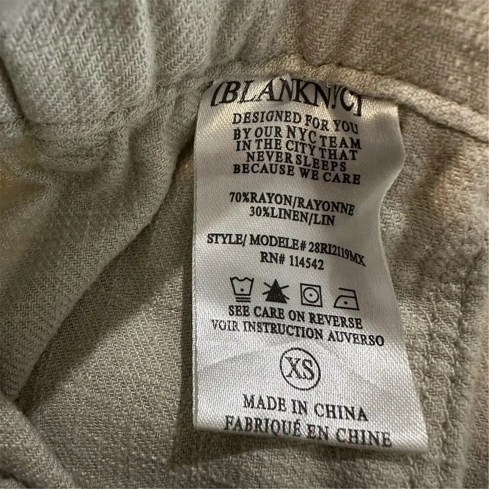 BLANKNYC Women's XS cream Linen Pants Casual‎ Elastic Waist - Picture 4 of 9